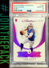JOSH ALLEN 2018 PANINI FLAWLESS RUBY GEM ROOKIE #/20 PSA 10 GEM MINT BILLS POP2